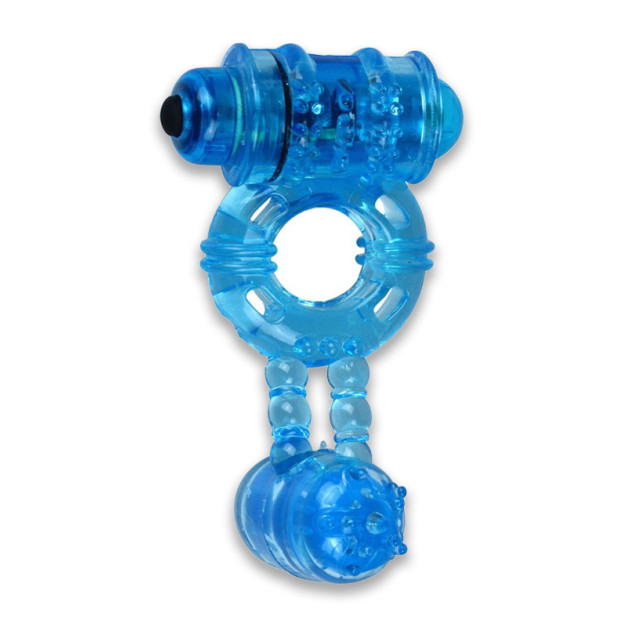 Erection Vibrating Ring Alive Double Ding Ring Blue