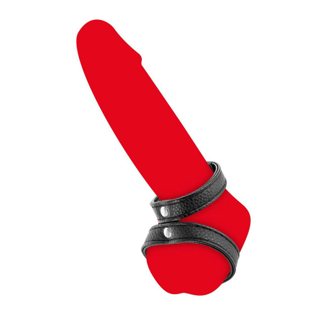 Эрекционное колечко из кожи Fetish Tentation Double Сockring