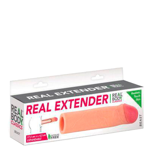 Насадка на член с открытой головкой Real Body Real Extender BEAST