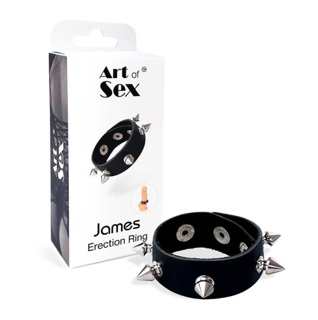 Art of Sex Genuine Leather Spiked Cock Ring - James