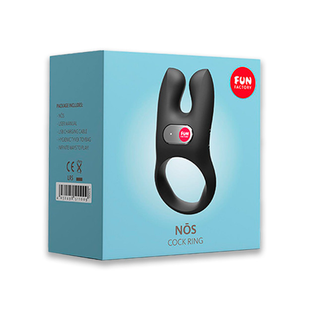 Fun Factory NŌS Black Double Clitoral Stimulation Vibrating Cock Ring
