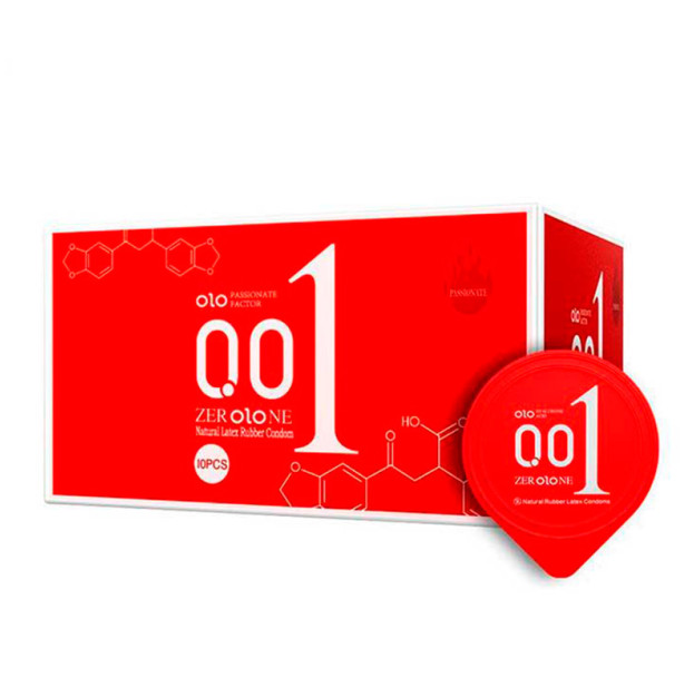 Ультратонкие презервативы Olo 0,01 10 шт красные