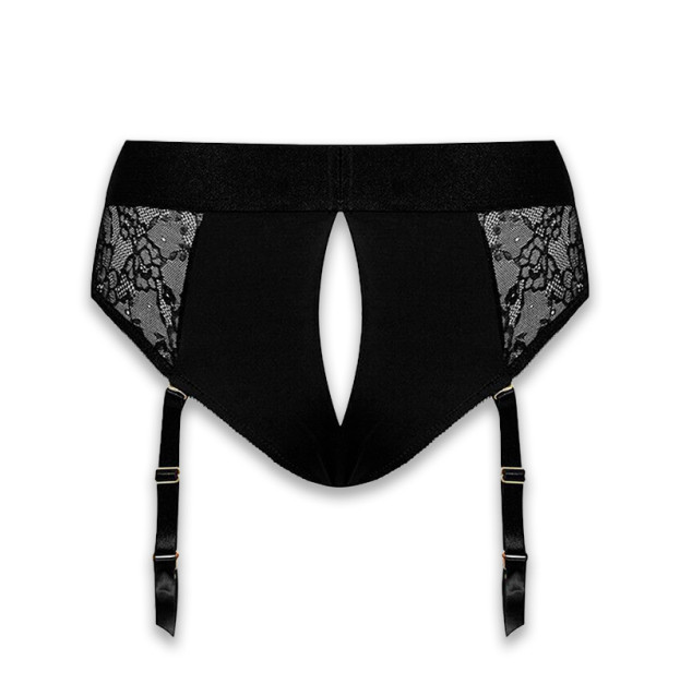 Мереживні труси для страпону з підв'язками для панчох Strap-On-Me Diva Harness M