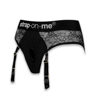 Мереживні труси для страпону з підв'язками для панчох Strap-On-Me Diva Harness XS