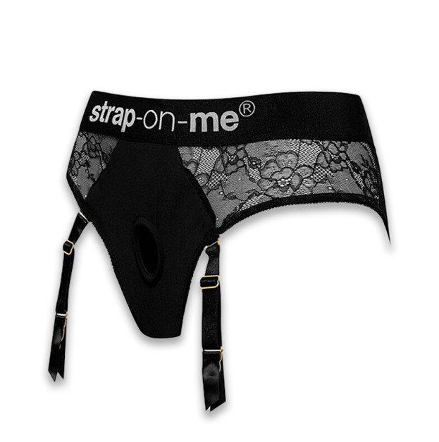 Мереживні труси для страпону з підв'язками для панчох Strap-On-Me Diva Harness XS