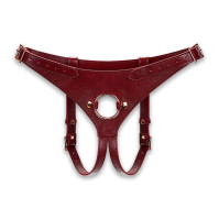 Шкіряні трусики для страпона Liebe Seele Wine Red Strap on Harness One Size