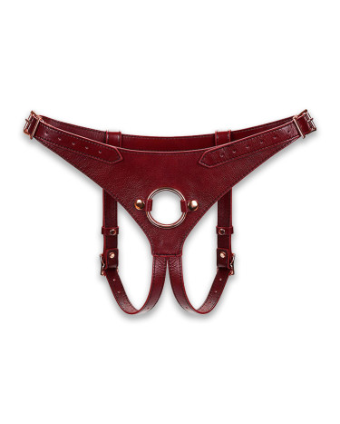 Шкіряні трусики для страпона Liebe Seele Wine Red Strap on Harness One Size