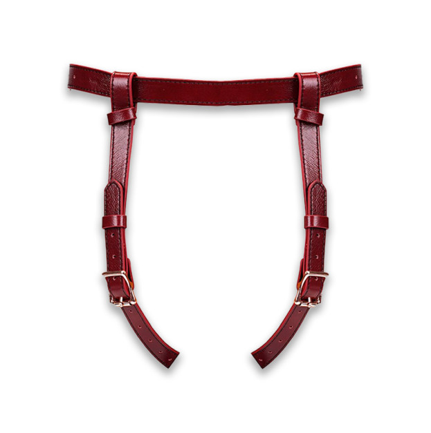 Шкіряні трусики для страпона Liebe Seele Wine Red Strap on Harness One Size