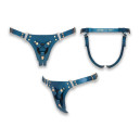 Шкіряні трусики для страпона Strap-On-Me Leatherette Harness Generous Blue One Size