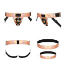 Трусики для страпону Strap-On-Me Leatherette Harness Curious Holographic Rose Gold