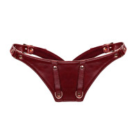 Шкіряні трусики для вібратора Liebe Seele Wine Red Forced Orgasm Strop