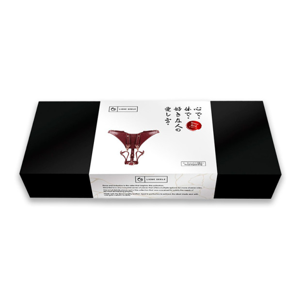 Шкіряні трусики для вібратора Liebe Seele Wine Red Forced Orgasm Strop