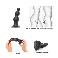 Насадка для страпону Strap-On-Me Dildo Plug Beads Black M