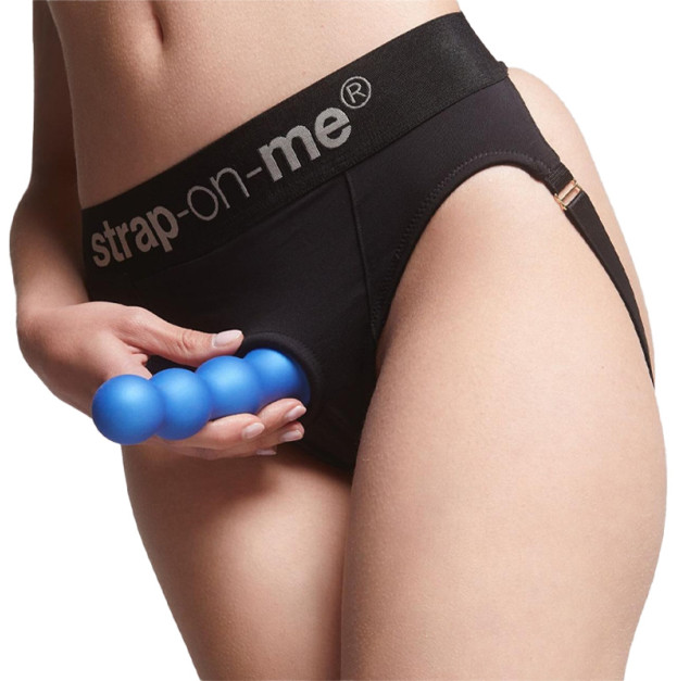 Насадка для страпону Strap-On-Me Dildo Plug Balls Blue Metallic S