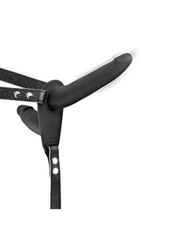Подвійний страпон з вібрацією Fetish Tentation Vibrating Strap-On with Double Dildo Black