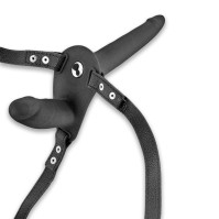 Подвійний страпон з вібрацією Fetish Tentation Vibrating Strap-On with Double Dildo Black