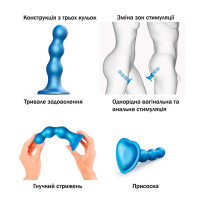Насадка для страпону Strap-On-Me Dildo Plug Balls Blue Metallic XL