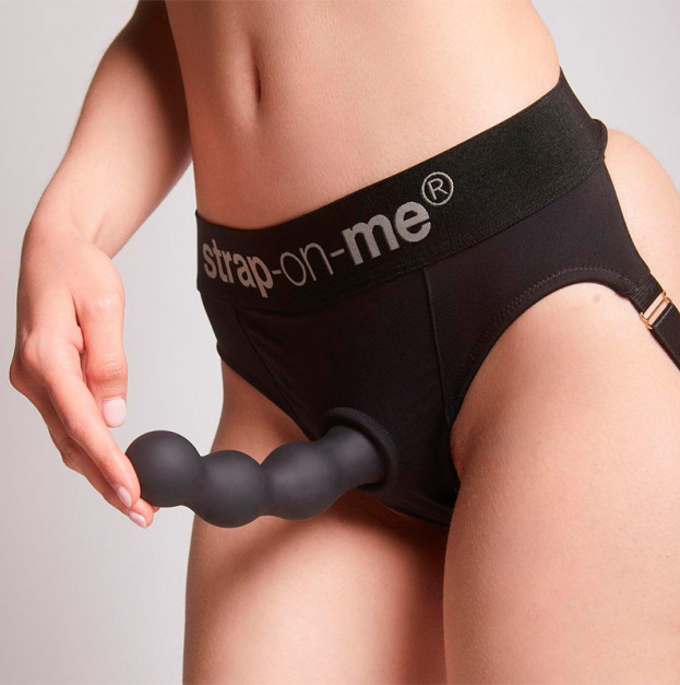 Насадка для страпону Strap-On-Me Dildo Plug Balls Black XXL