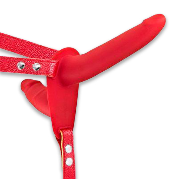 Подвійний страпон Fetish Tentation Strap-On with Double Dildo Red