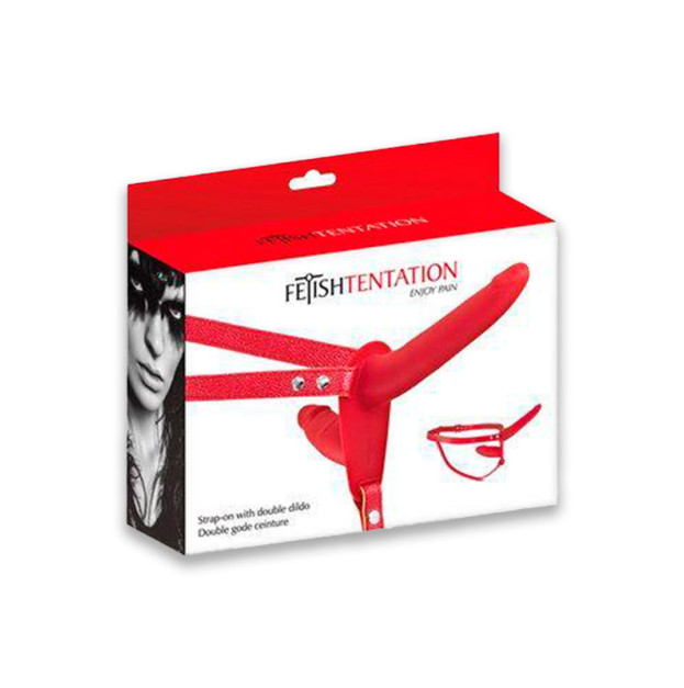 Подвійний страпон Fetish Tentation Strap-On with Double Dildo Red