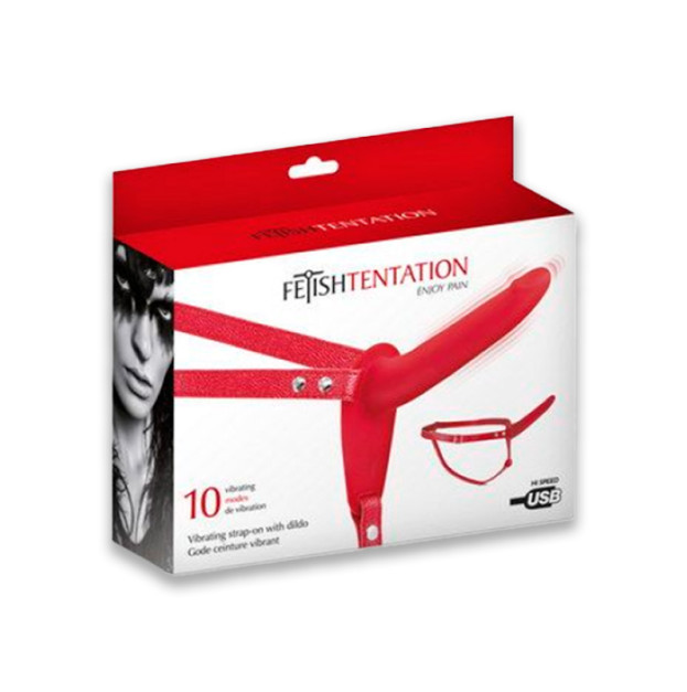 Fetish Tentation Vibrating Strap-On with Dildo Red