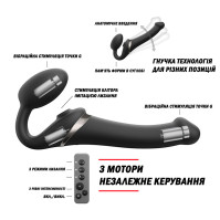 Безремінний вібрострапон з вакуумною стимуляцією Strap-On-Me Multi Orgasm Black S