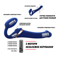 Безремінний вібрострапон з вакуумною стимуляцією Strap-On-Me Multi Orgasm Blue L