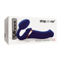 Безремінний вібрострапон з вакуумною стимуляцією Strap-On-Me Multi Orgasm Blue L