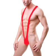 Men thong jumpsuit red