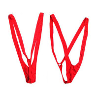 Men thong jumpsuit red