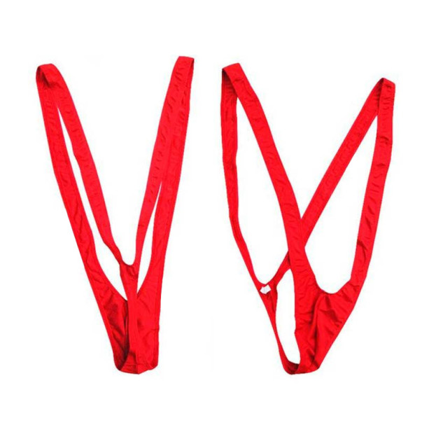 Men thong jumpsuit red