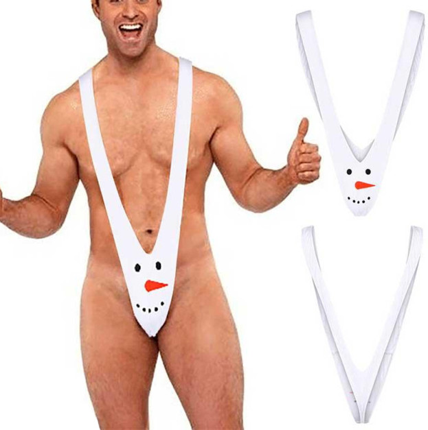 Men New Years bodysuit Snowball white