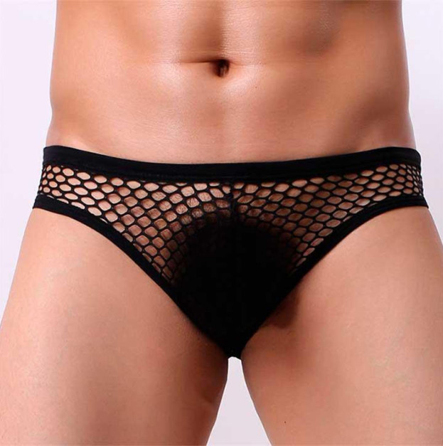 Clever-Menmode Men Fishnet Briefs Black
