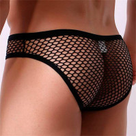 Clever-Menmode Men Fishnet Briefs Black