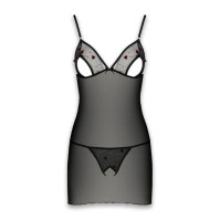 Пеньюар та стрінги Passion Lovelia Chemise Black XXL/XXXL