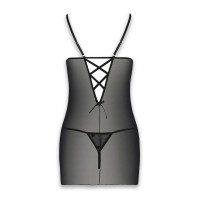Пеньюар та стрінги Passion Lovelia Chemise Black XXL/XXXL