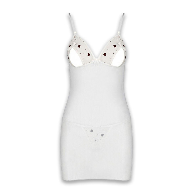 Пеньюар та стрінги Passion Lovelia Chemise White XXL/XXXL