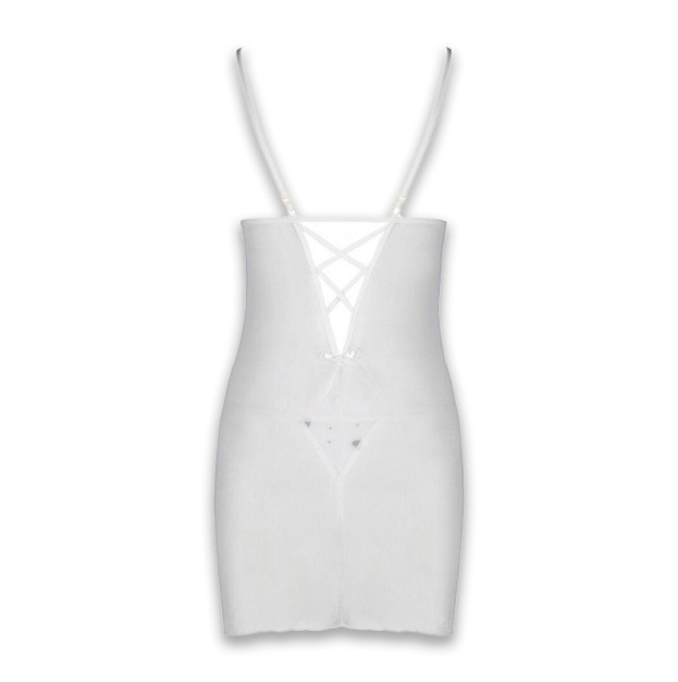 Пеньюар та стрінги Passion Lovelia Chemise White XXL/XXXL