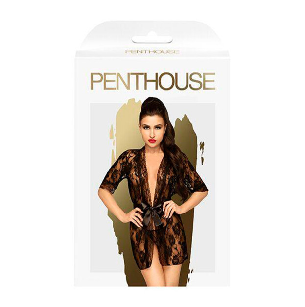 Penthouse Sweet Retreat Black XL Negligee and Thong