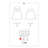 Пеньюар та трусики Obsessive 810-BAB-2 White S/M