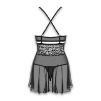 Пеньюар и трусики Obsessive 838-BAB-1 Babydoll & Thong Black XXL