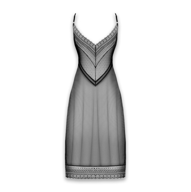 Длинное платье Obsessive Estiqua Chemise Black XL/XXL
