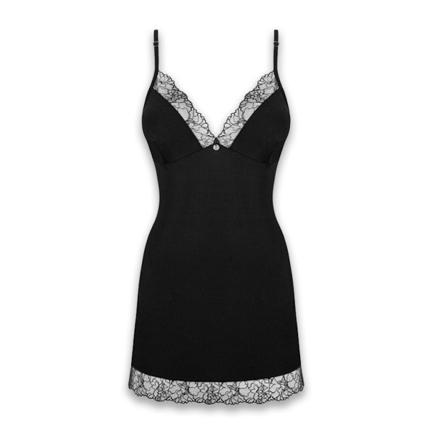Платье и трусики Obsessive Bella Rou Chemise & Thong Black XL/XXL