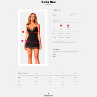 Платье и трусики Obsessive Bella Rou Chemise & Thong Black XL/XXL