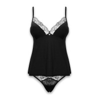 Obsessive Bella Rou Top & Panties Black XL/XXL