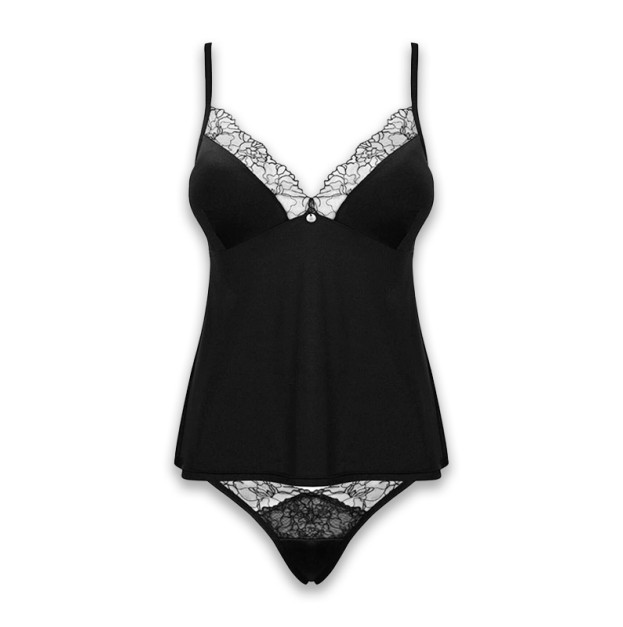 Obsessive Bella Rou Top & Panties Black XL/XXL
