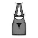 Сорочка з відкритими грудьми Obsessive Pearlove Chemise & Thong Black S/M