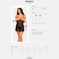 Рубашка с открытой грудью Obsessive Pearlove Chemise & Thong Black S/M