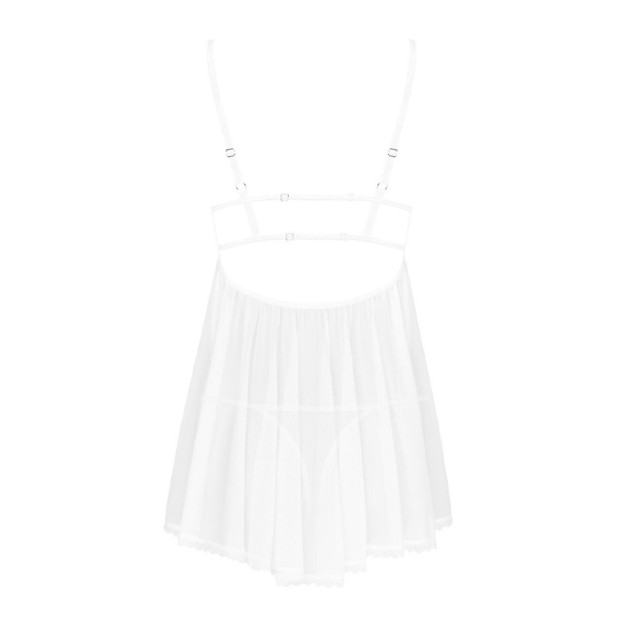 Пеньюар і трусики Obsessive Heavenlly Babydoll & Thong White XS/S