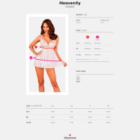 Пеньюар і трусики Obsessive Heavenlly Babydoll & Thong White XS/S